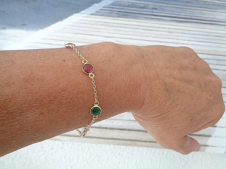 Gold Armband Edelstein Armband 14K Gold Filled mehrfarbig - Bild 3 von 4