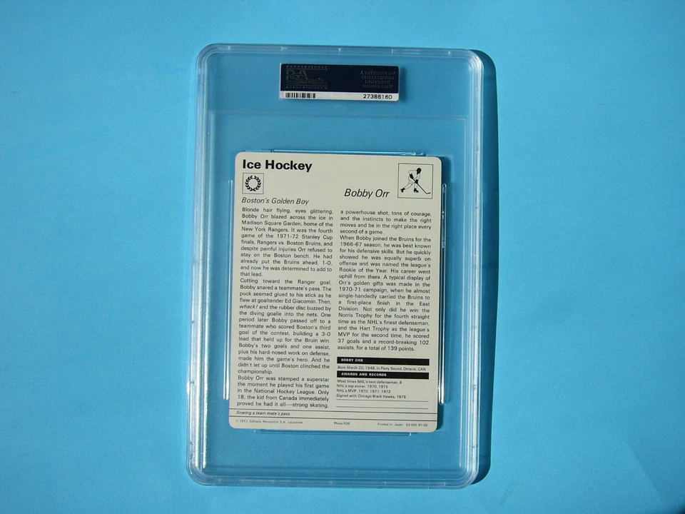 1977/79 SPORTSCASTER ХОККЕЙ ФОТО BOBBY ORR BOSTON BRUINS PSA 5 ЯПОНИЯ - Изображение 2 из 2