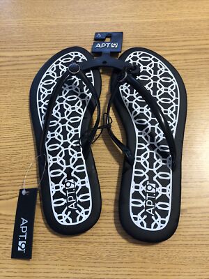 Apt.9 7-8 Flipflops Sandals Shoes Black Retail $20 (apt-1000)
