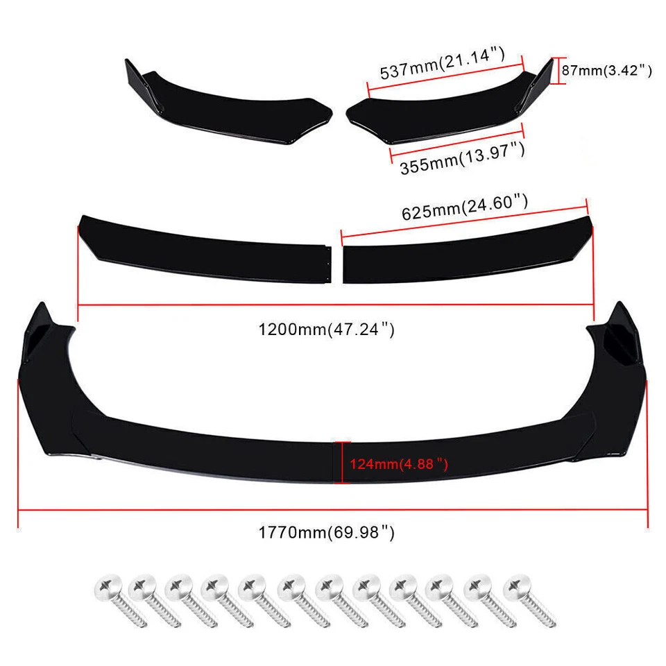 For BMW 525i 530i 535i Front Bumper Lip Spoiler Splitter 86.6" Side Skirt - Image 2 of 4