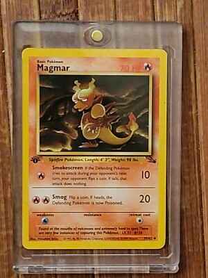 1999 Pokemon Fossil Magmar 1st Edition 39/62 Rare card -PROCEEDS TO HELP FAMILY