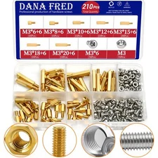 210PCS M3 Brass Male-Male Threaded Standoff Spacers Kit for PCB Circuit Boards
