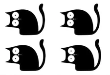 Surprised Cat Peeking 4 Pack Black Vinyl Decal Car Window Laptop Notebook Tablet