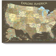 Geographically Accurate National Parks Travel Map - Elegant Wall Art, 24x16 in