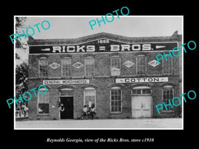 OLD 8x6 HISTORIC PHOTO OF REYNOLDS GEORGIA VIEW OF THE RICKS BROS STORE c1910