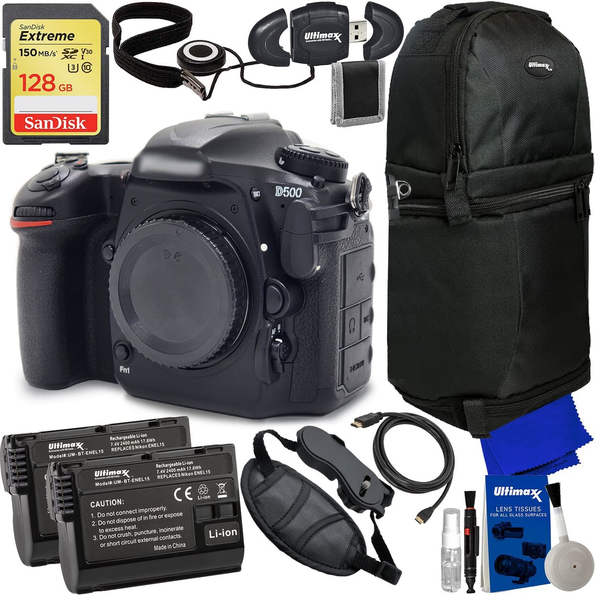 Nikon D500 DSLR Camera (Body Only) 1559 12PC Accessory Bundle