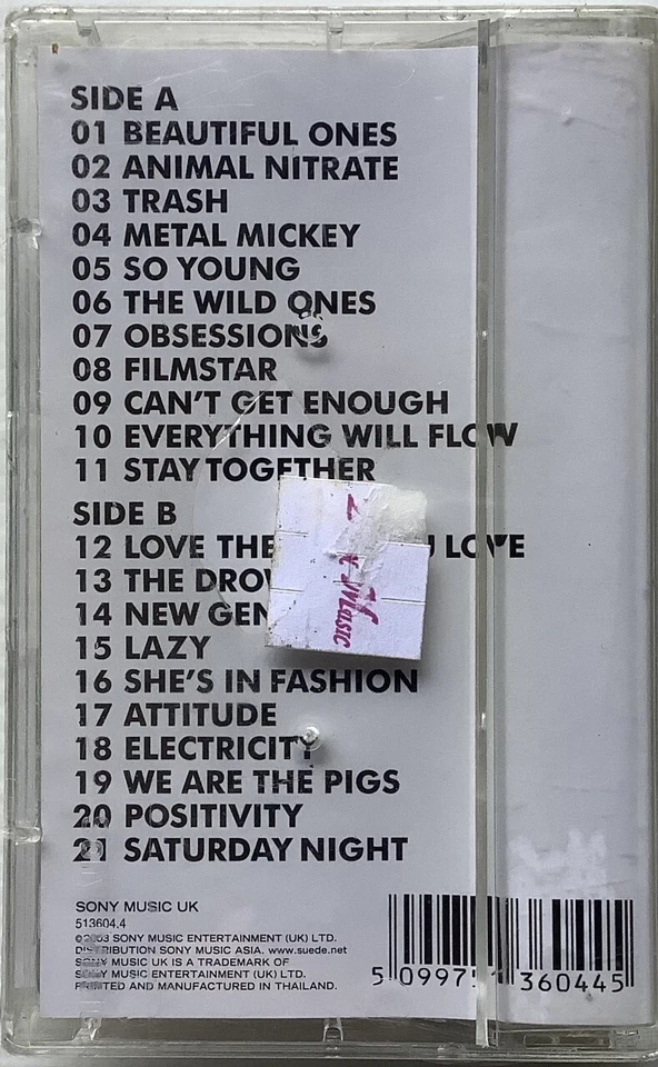 Suede Singles Original Thailand Edition Cassette  + Pin Badge Seal - Image 2 of 2