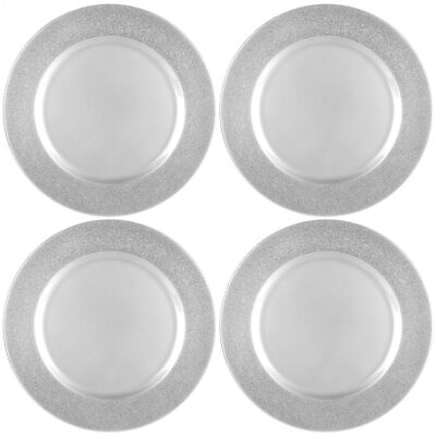 4x Platzteller glitzern - Wiederverwendbare Unterteller als Tischdekoration