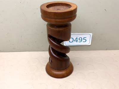 Vintage Wood Open Twist Loop Candle Holder
