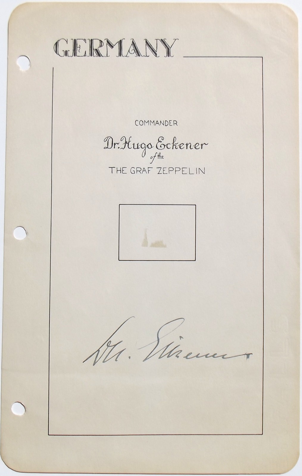 Zeppelin Commander Dr Hugo Eckener Autograph German Airship Commander Graf Zeppelin ''Rare ...