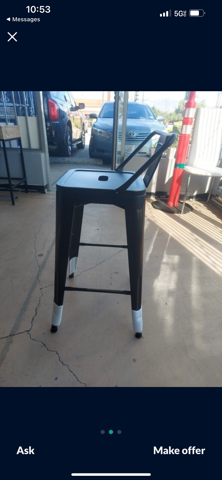 24'' Metal Bar stools Counter Height Kitchen Bar Chairs Set of 4 Stackable Black