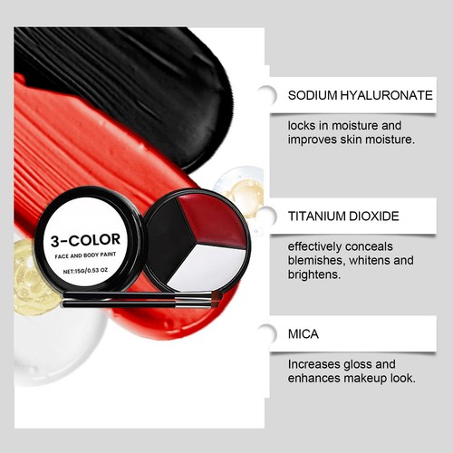 Clown Make up Wheel Cream White Black Red Face Body Paint Halloween SFX Make up - Picture 8 of 18