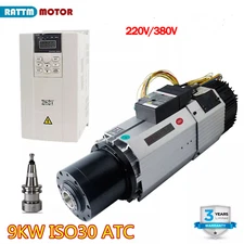9KW ISO30 ATC Automatic Tool Changer Air Cooled Spindle Motor +220V/380V VFD Kit