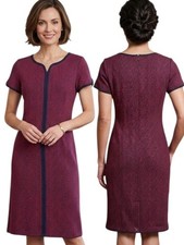Talbots Tipped Ponte Sheath Dress 6 Petite Cap Sleeve Red & Navy Preppy Career