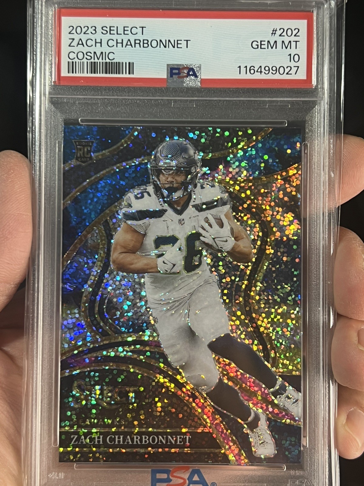 2023 Panini Select - Club Zach Charbonnet Cosmic Prizm Rookie Card PSA 10 GEM MT