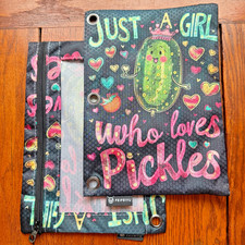 2 Pcs Zipper PENCIL BAG Pouch 3-Ring Binder w...