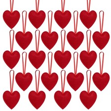 20 Pieces Felt Hearts Hanging Ornaments Valentines Heart Shaped Ornaments Red