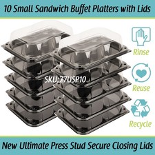 Small Sandwich Platter with Lids x 10 Catering Cake Buffet Party Platters Trays