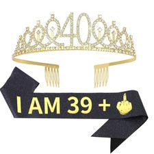 40Th Birthday Crown  Sash Set, Party Favor Gifts and Decorations for Her Friend