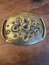 Mid Century Modern Solid Brass Belt Buckle Brutalist Vintage