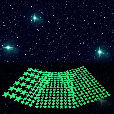 Pegatinas de estrellas que brillan en la oscuridad, brillantes y duraderas, pega
