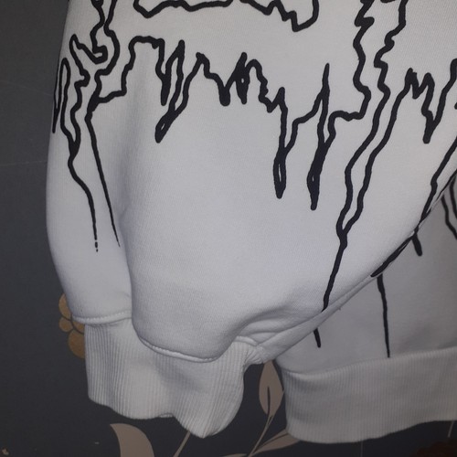 Billie Eilish Bershka Sudadera con Capucha Grande Calce Largo Spellout Gran Tamaño 27 pulgadas Pit2Pit - Imagen 6 de 9