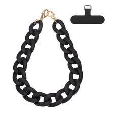 Phone Wrist Strap, 15" Acrylic Cellphone Chain with Tether Tab, Black