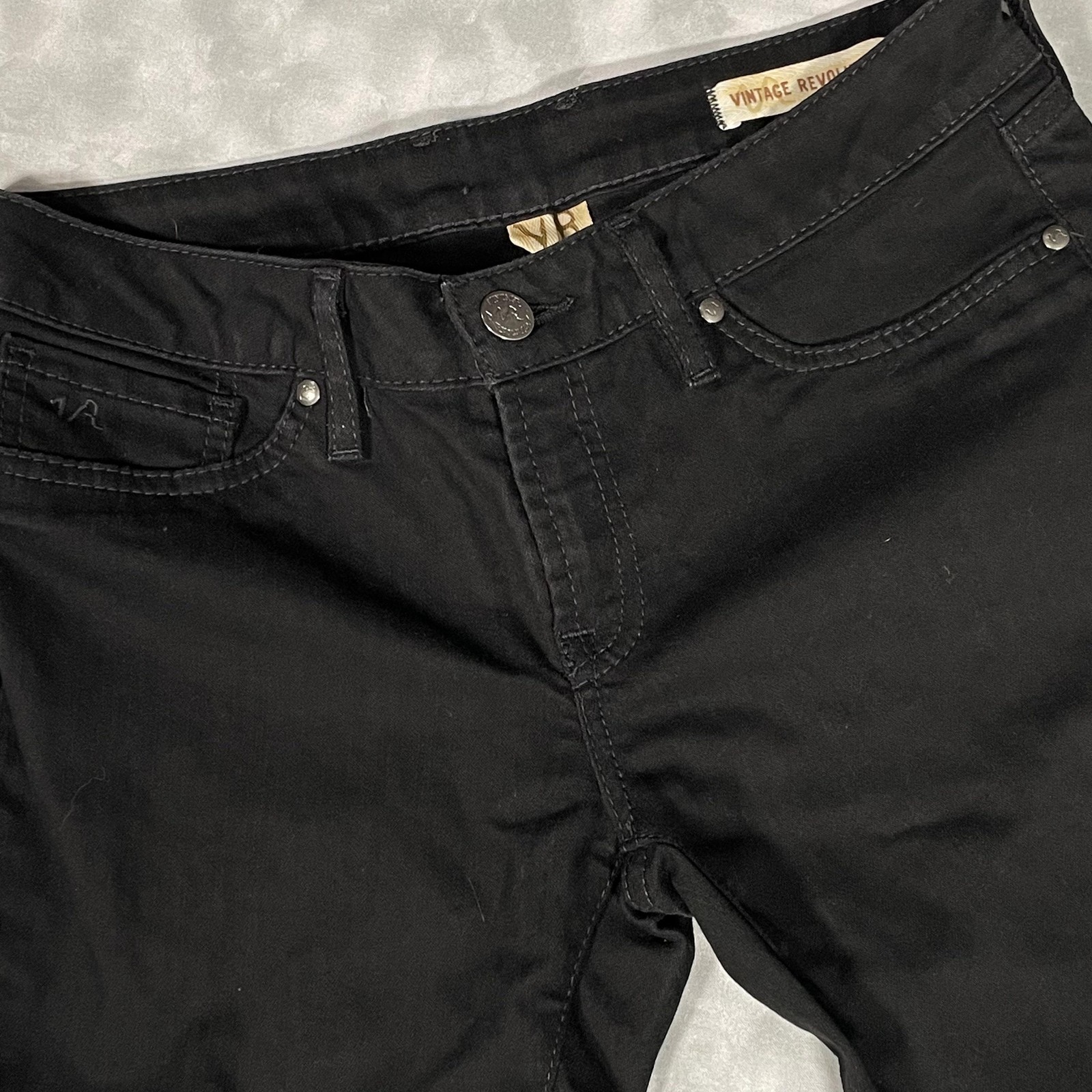 Vintage Revolution Jeans Womens 29 Black Bell Flare Stretch Denim 5 Pocket Pants