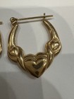 Vtg 14kt Solid Gold 1.211g Jcm Heart Hoop Earrings Tested & Marked  — photo 3