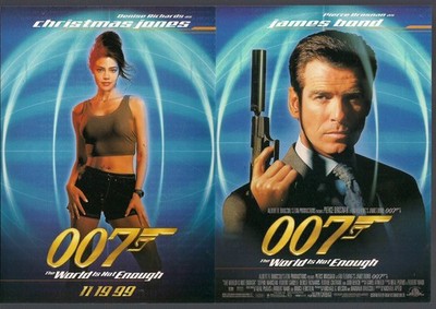 BOND 007 THE WORLD IS NOT ENOUGH 1999 TWO 7.5 x 5.25'' DOUBLE SIDE PROMO CARD SET