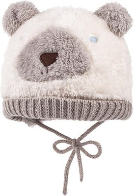 Maximo baby hat winter hat baby hat bear, white/brown (wool white 38), 47/49 cm