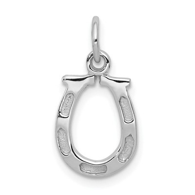 Echt 14K Weißgold massiv poliert Hufeisen Charm; Damen & Herren