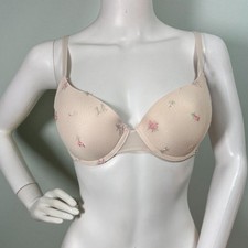 Jessica Simpson Push Up Bra Size 34C Light Pink Underwire Embroidered Flowers