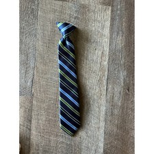 Chaps Boys Navy Blue Green Striped Clip-On Necktie Formal School Uniform Tie