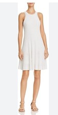 Theory Ottoman Day Dress Shell White Sm. Ribbed a line knit dress classic