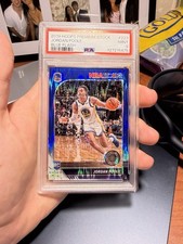 2019-20 Hoops Premium Stock Jordan Poole Blue Flash Prizm /49! Rookie PSA 9