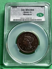 1855 Large Cent CAC MS64BN Upright 55 WitterBrick