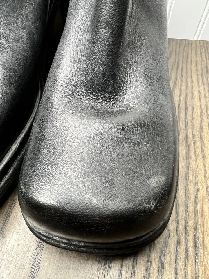 MIA Vintage Y2K 90s Black Leather Chunky Square Toe Block Heel Ankle Boots - Image 4 of 4