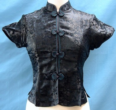 Chinese Style Women's Brocade Dragon Cap Sleeves Blouse / Top (Tang Style)