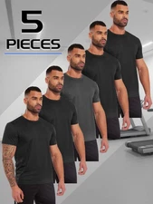 5 Pack MEETHOO Men Outdoor T-Shirts Active Quick Dry Fitness Top Sports Running