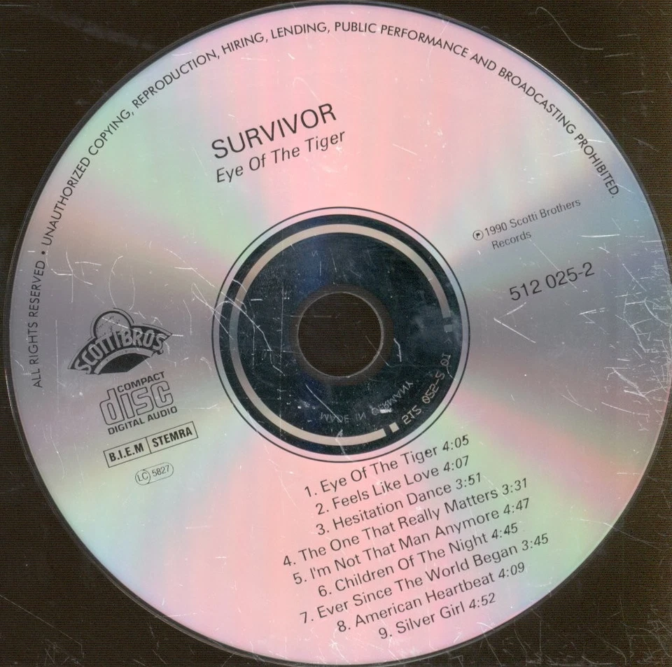 Survivor Eye of the Tiger CD Europe Scotti Bros. CD. Made In Germany in runout - Bild 3 von 3