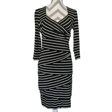 NWT White House Black Market Striped Ruched Slimming Sheath Dress Size 10