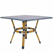 48" x 36" Glass Top Blue and White French Bistro Table by Chivari
