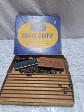 Vintage JustRite "Office Outfit" Rubber Stamp Kit