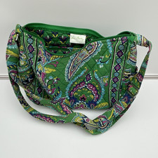 Vera Bradley Green Multicolor Paisley Zip Crossbody Bag Lined Adjustable Strap