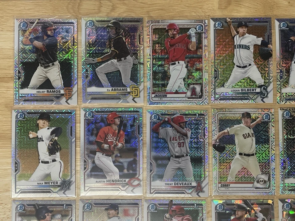 Mojo + Cracked Ice Refractor Lot 2021 Bowman Chrome Prospects C.J. Abrams BCP-14 - Image 2 of 4