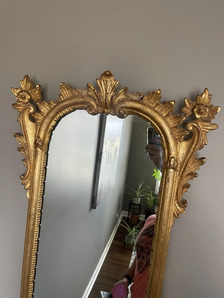 Espejo de pared vintage LaBarge Hollywood Regency madera dorada estante de mediados de siglo Foto 2 de 4