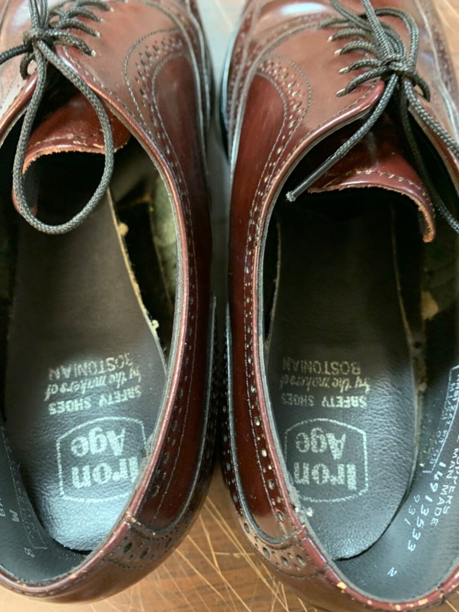 Iron Age Safety Shoes Men 12 B Oxblood Burgundy Leather Oxford Bostonian Makers Iron Age Bostonian Mens Safety Oil Proof Lace Shoes Burgundy  main image 4