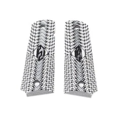 1911 Gov. Size Grips, G-10 White / Black, Fusion LOGO (White Starburst)