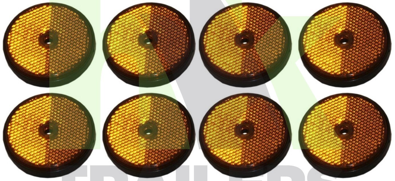 8 x Round Amber Side Reflectors for Trailers, Orange, Trucks, Caravan, Maypole